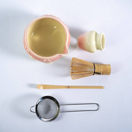 5 Piece Ceremonial Matcha Bowl Whisk Stand Strainer and Scoop Set (1/24)