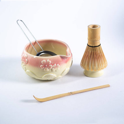 5 Piece Ceremonial Matcha Bowl Whisk Stand Strainer and Scoop Set (1/24)