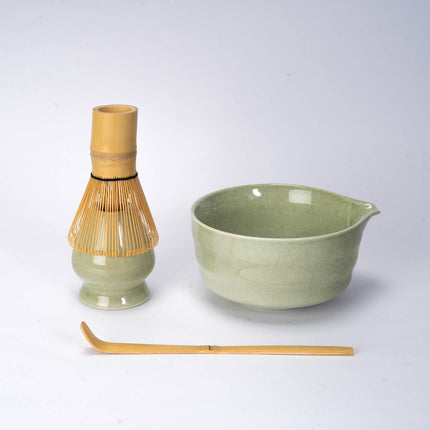 4 Piece Ceremonial Matcha Bowl Whisk Stand and Scoop Set (1/10)