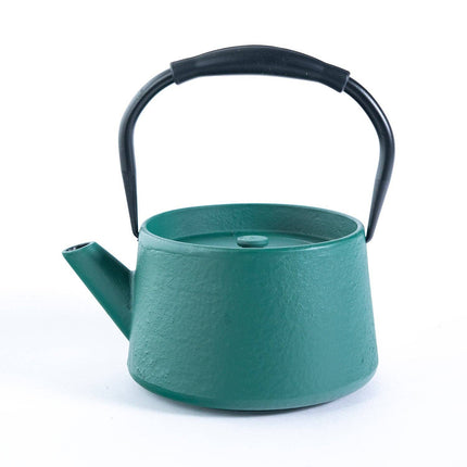 Modern Straight Edge Design Green 33oz Cast Iron Tea Pot (1/8)