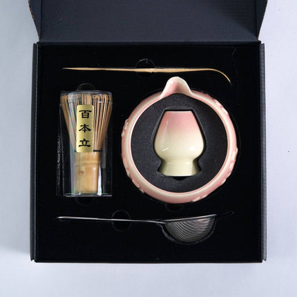 5 Piece Ceremonial Matcha Bowl Whisk Stand Strainer and Scoop Set (1/24)