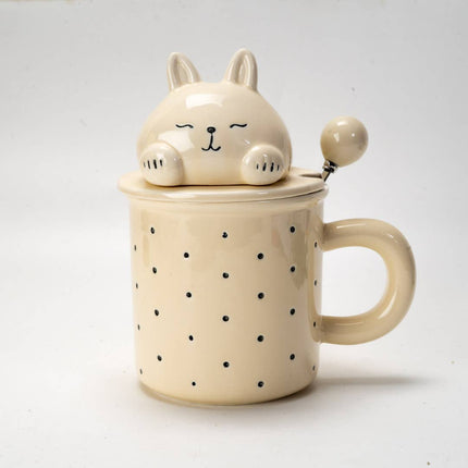 Rabbit 13oz Mug With Lid and Glass Straw (10/30)