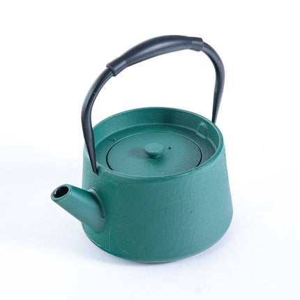 Modern Straight Edge Design Green 33oz Cast Iron Tea Pot (1/8)