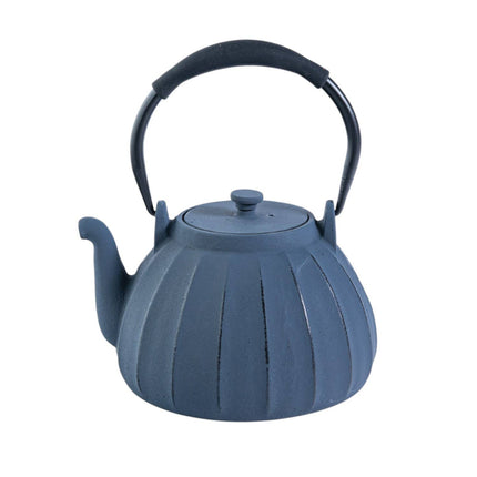 Vertical Lines Dark Gray 33oz Cast Iron Tea Pot (1/8)