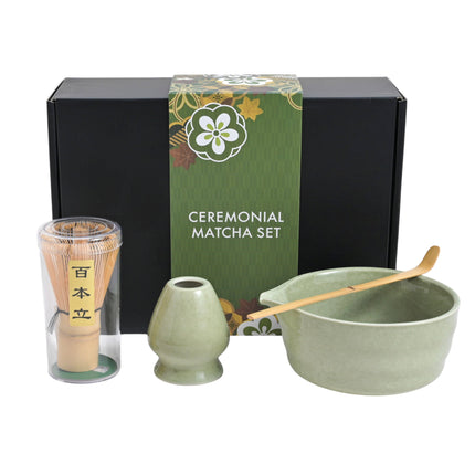 4 Piece Ceremonial Matcha Bowl Whisk Stand and Scoop Set (1/10)