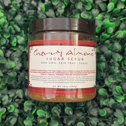 Cherry Almond Sugar Scrub- Non GMO Fair trade Sugar 10oz