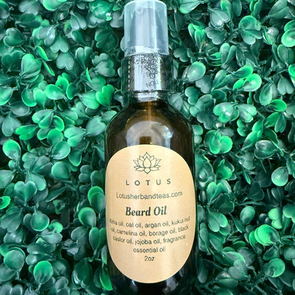 Natural beard oil made with amla, argan, black castor, and organic jojoba oil. Moisturizes, softens, and supports healthy beard growth. 2 oz.