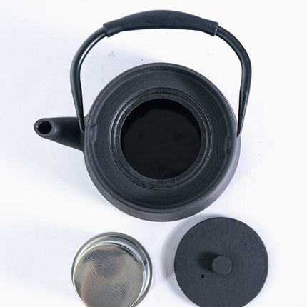 Modern Straight Edge Design Black Cast Iron Teapot – 33oz