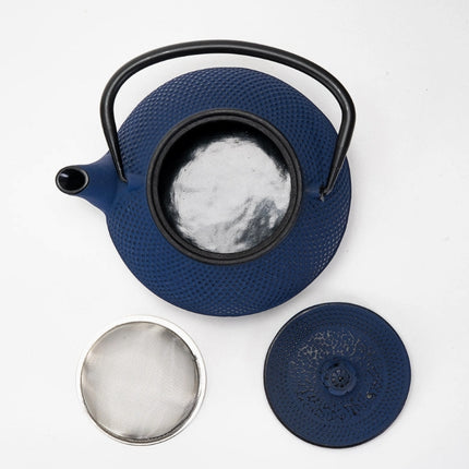 Navy Blue Hobnail Cast Iron Teapot – 27oz
