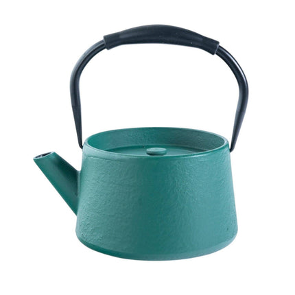 Modern Straight Edge Design Green 33oz Cast Iron Tea Pot (1/8)