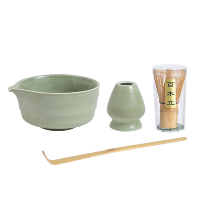 4 Piece Ceremonial Matcha Bowl Whisk Stand and Scoop Set (1/10)