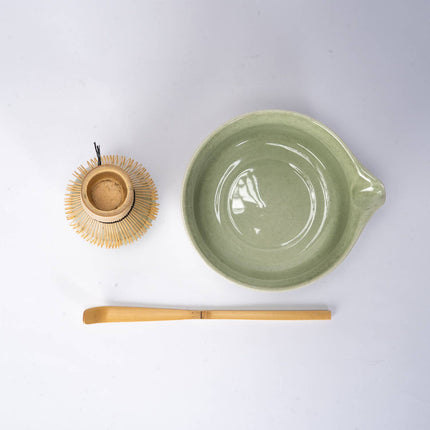 4 Piece Ceremonial Matcha Bowl Whisk Stand and Scoop Set (1/10)
